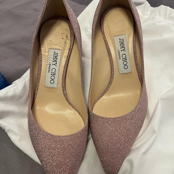 Jimmy Choo Romy Dusty Glitter Pumps Pink - Picture 7 of 7